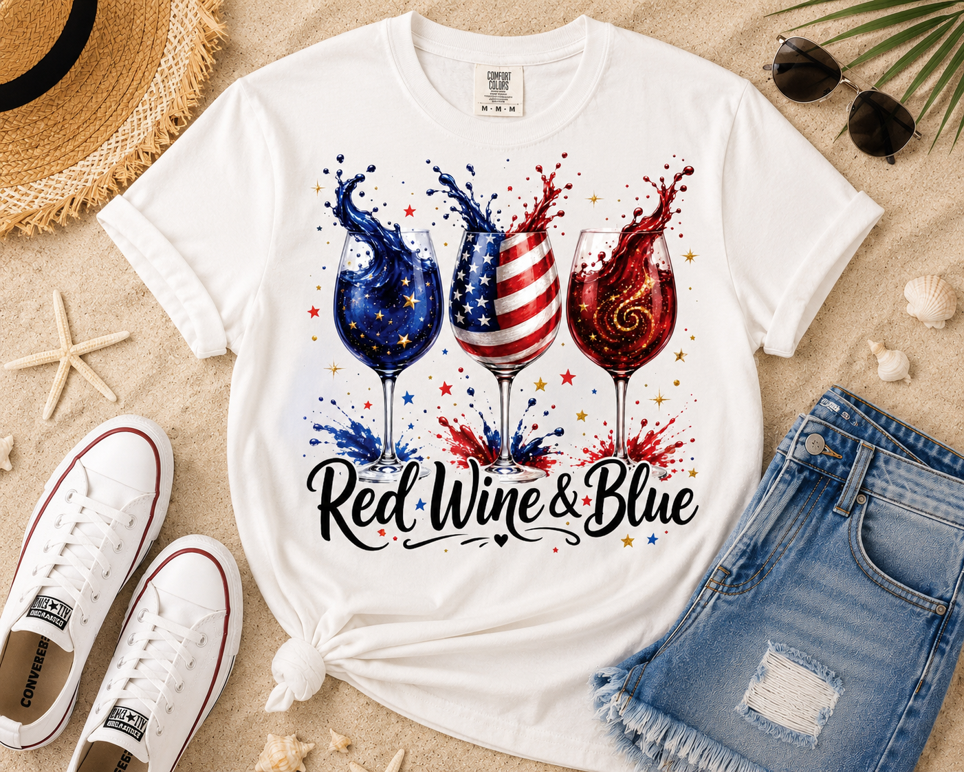 Red Wine & Blue Patriotic Graphic Tee