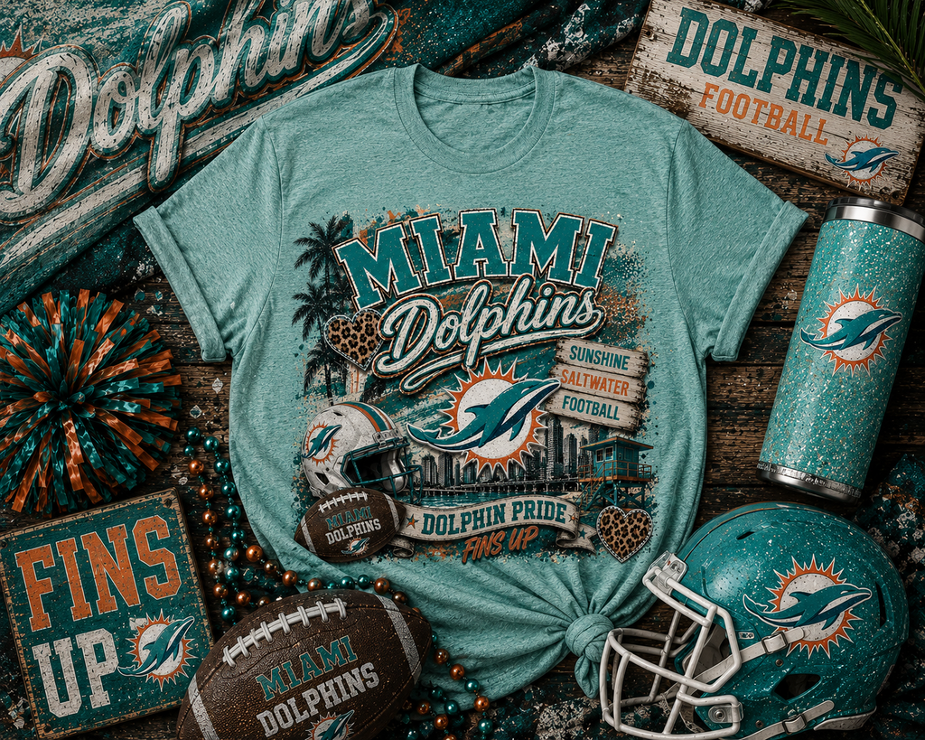 Miami Dolphins Sunshine, Saltwater & Football Graphic Tee