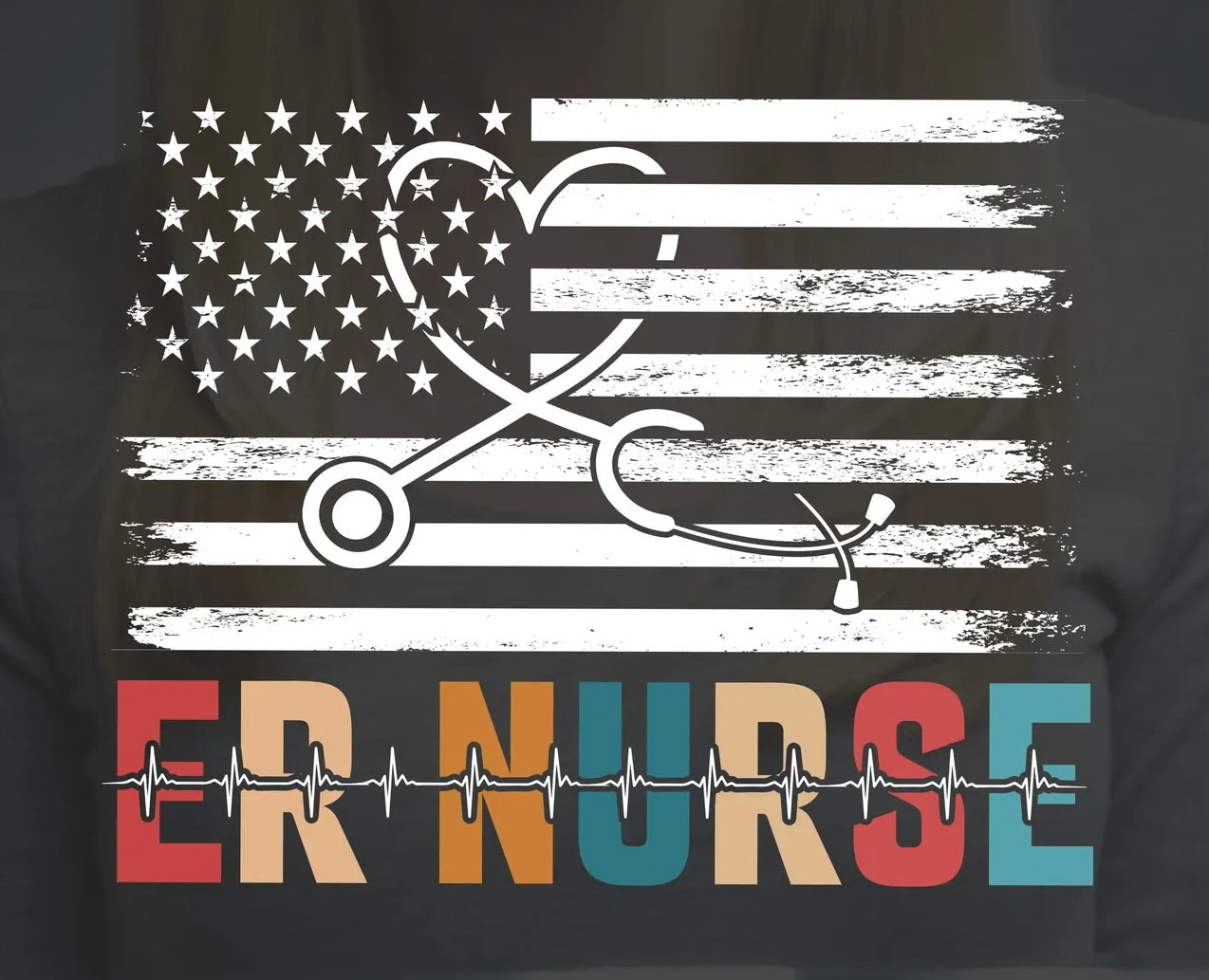 ER Nurse American Flag Graphic Tee