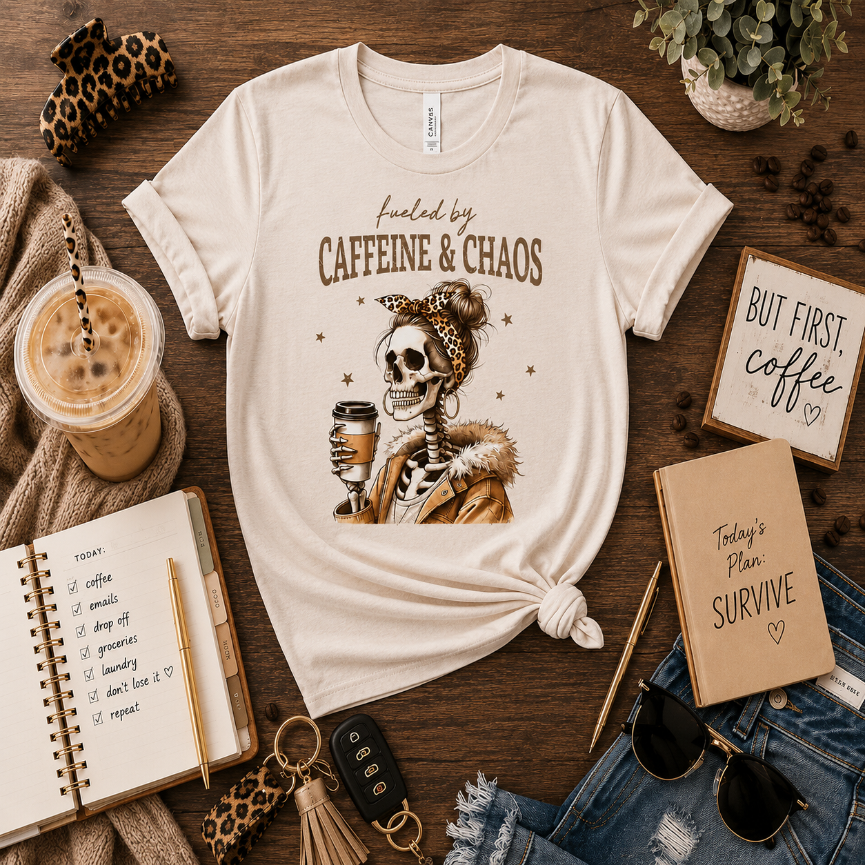 Fueled By Caffeine & Chaos Graphic Tee
