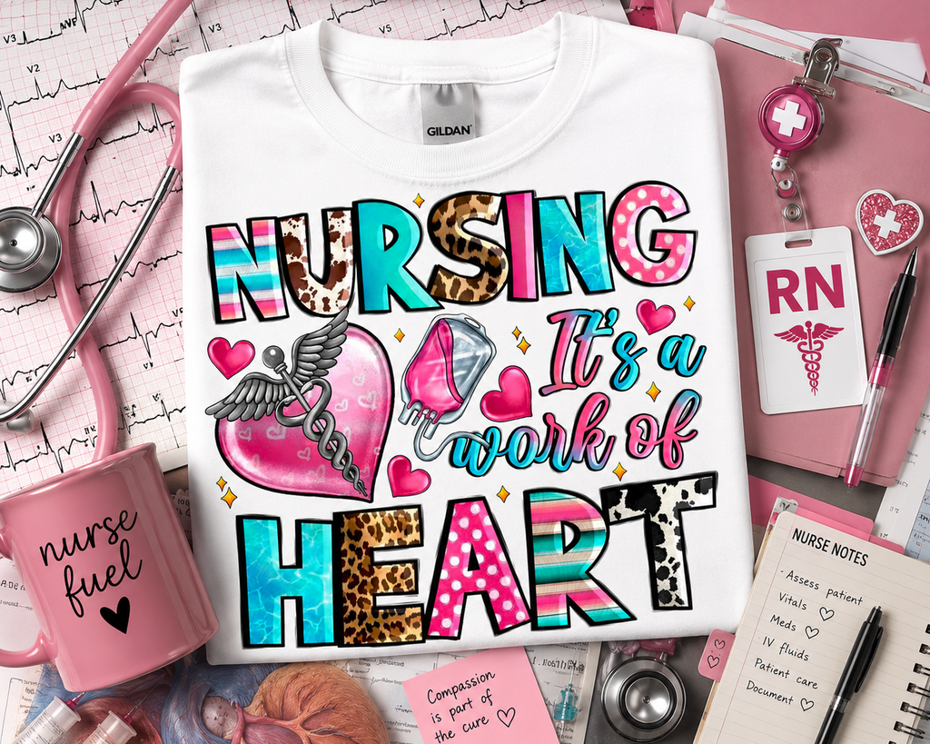 Nursing: It's a Work of Heart Graphic Tee