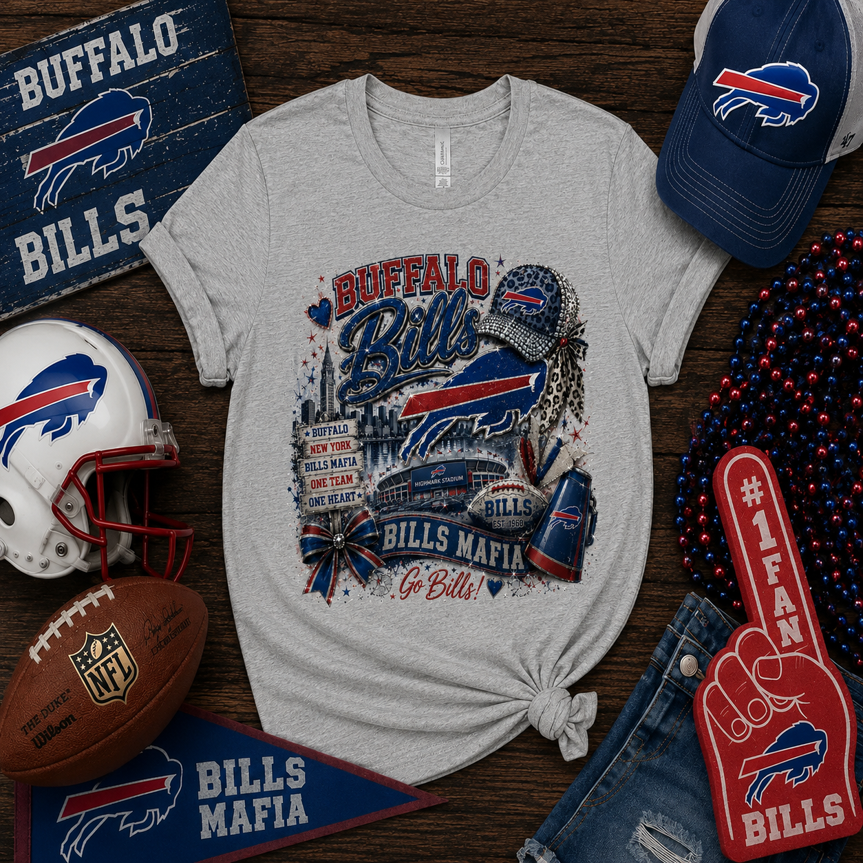 Buffalo Bills Mafia Glitter Game Day Graphic Tee