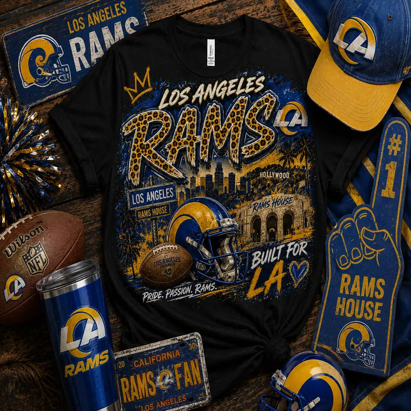 Los Angeles Rams House Leopard Game Day Graphic Tee
