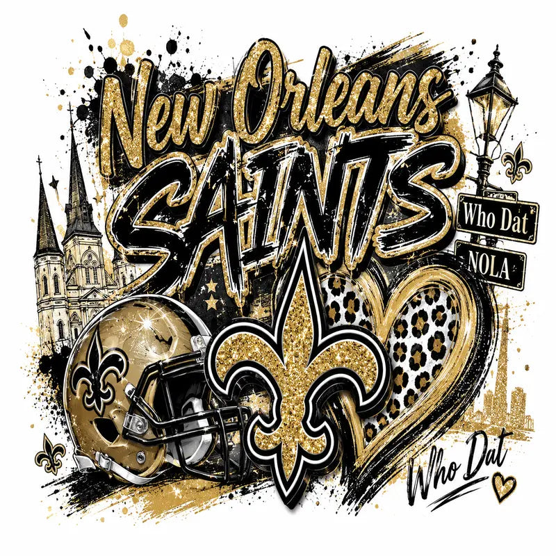 New Orleans Saints Who Dat Glitter Game Day Graphic Tee