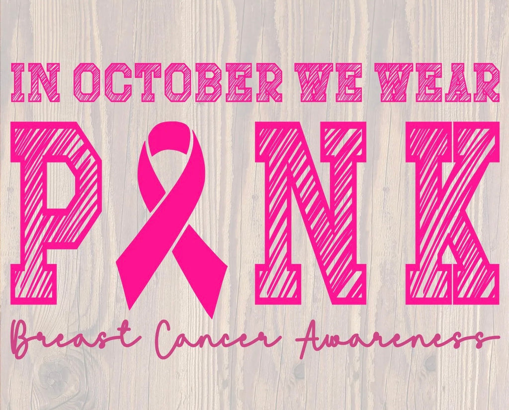 In October We Wear Pink Breast Cancer Awareness Graphic Tee