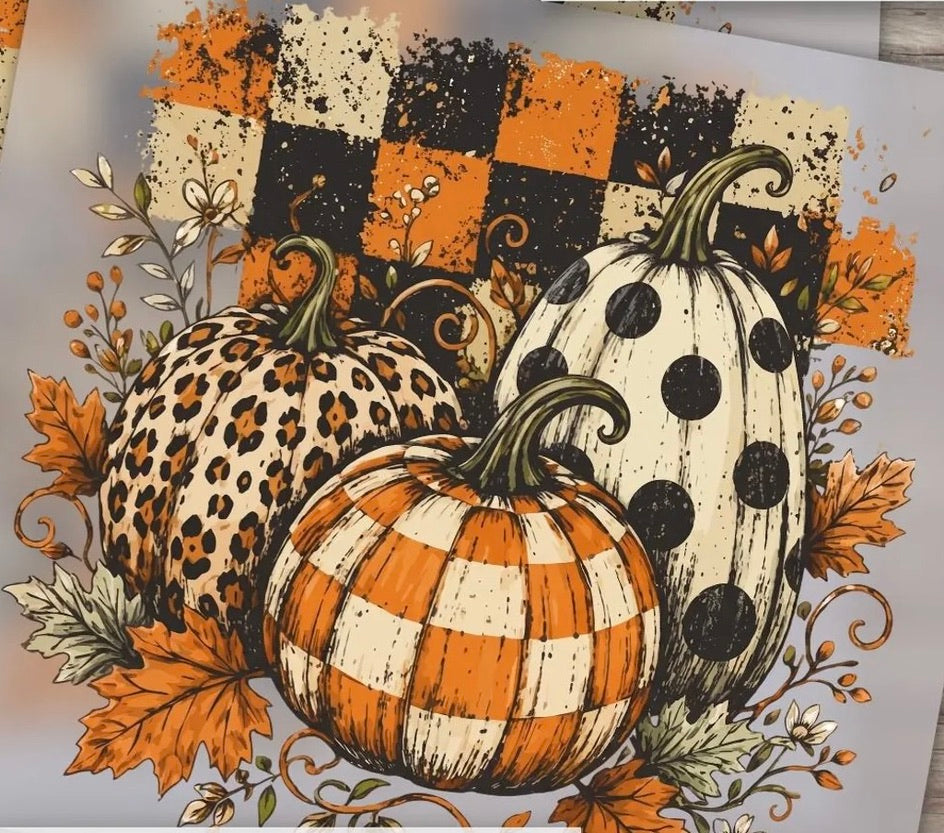 Patterned Pumpkin Trio Graphic Tee | Cozy Fall Pumpkin Shirt