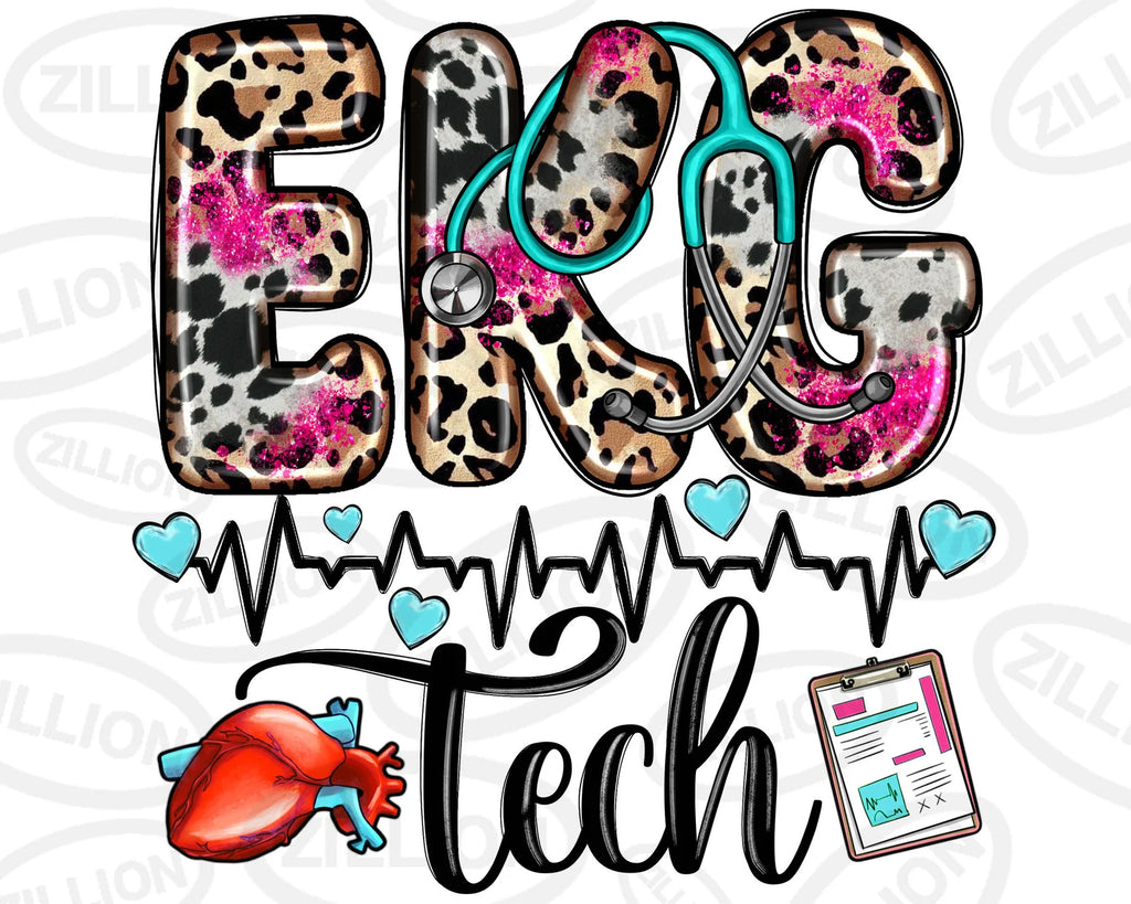 EKG Tech Leopard Print Graphic Tee
