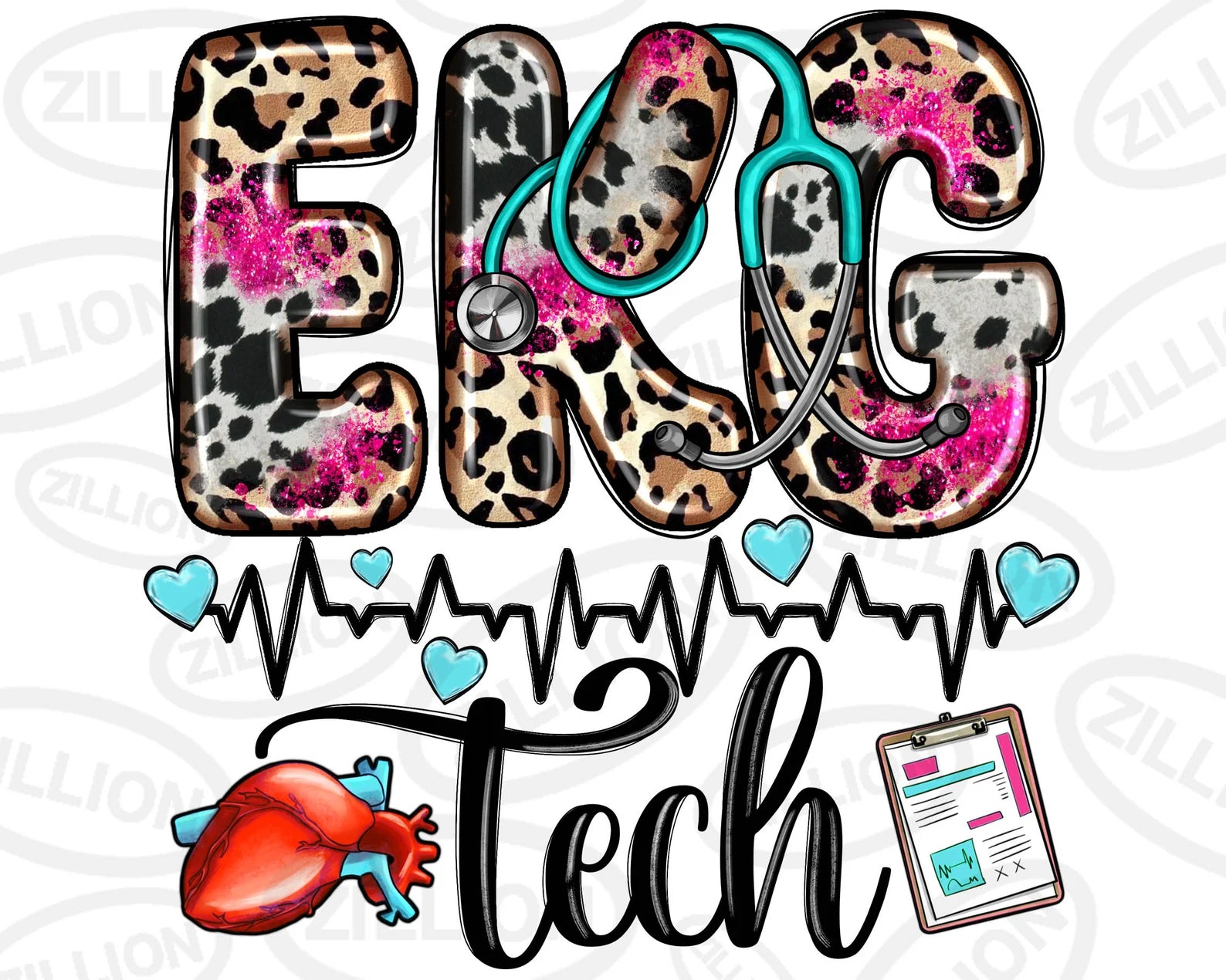 EKG Tech Leopard Print Graphic Tee