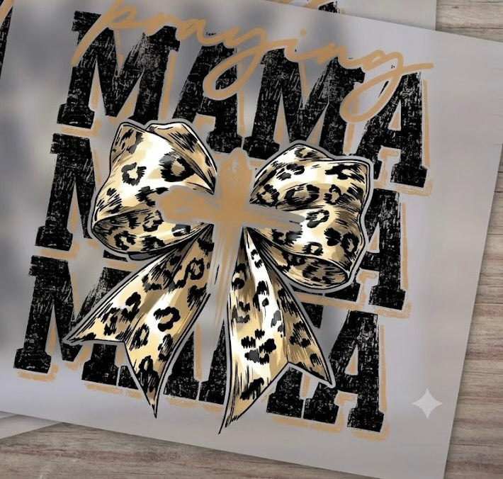 Praying Mama Leopard Bow Graphic Tee