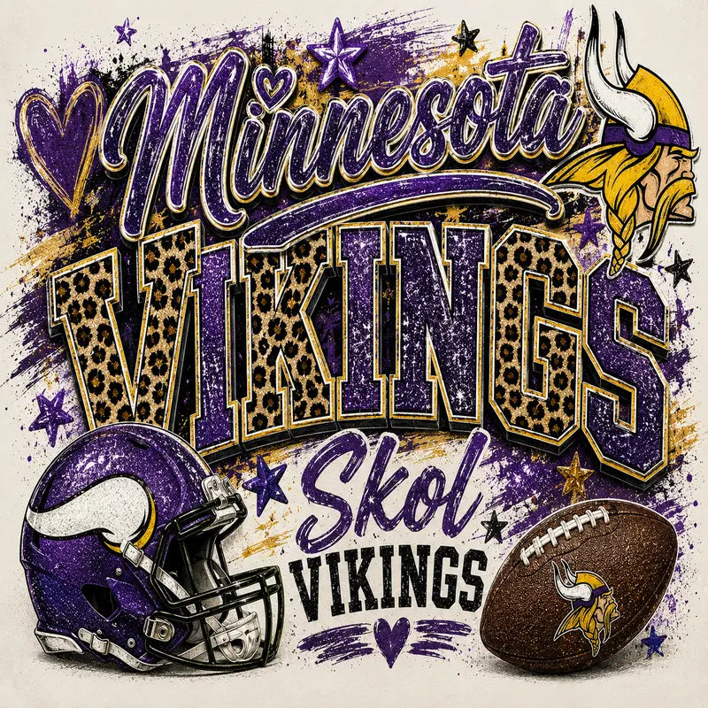 Minnesota Vikings Skol Leopard Game Day Graphic Tee