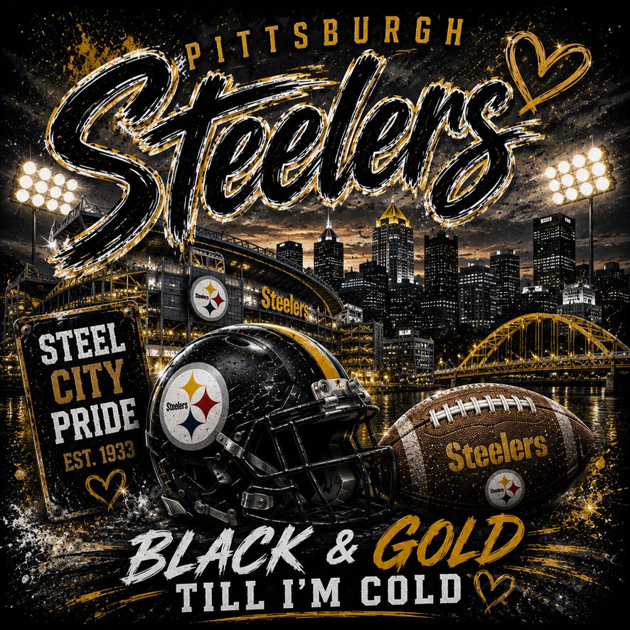 Pittsburgh Steelers Steel City Pride Graphic Tee | Acrisure Stadium | NFL Fan Shirt | Black & Gold | Gameday Shirt