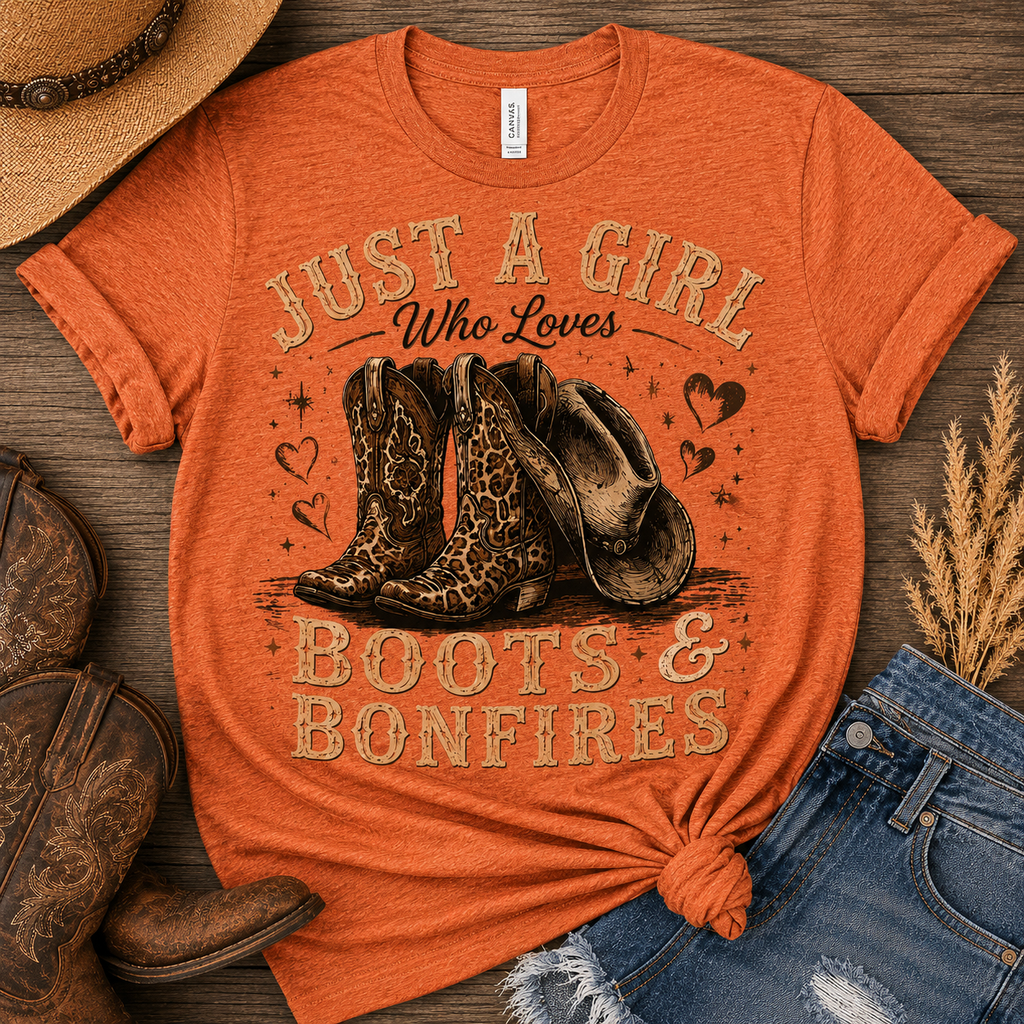 Just A Girl Who Loves Boots & Bonfires Graphic Tee