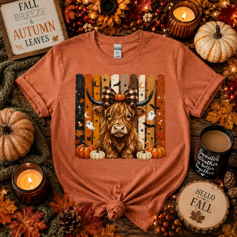 Halloween Highland Cow Graphic Tee