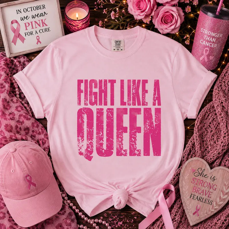 Fight Like a Queen Breast Cancer Awareness Graphic Tee