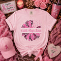 Faith Hope Love Breast Cancer Awareness Leopard Floral Graphic Tee