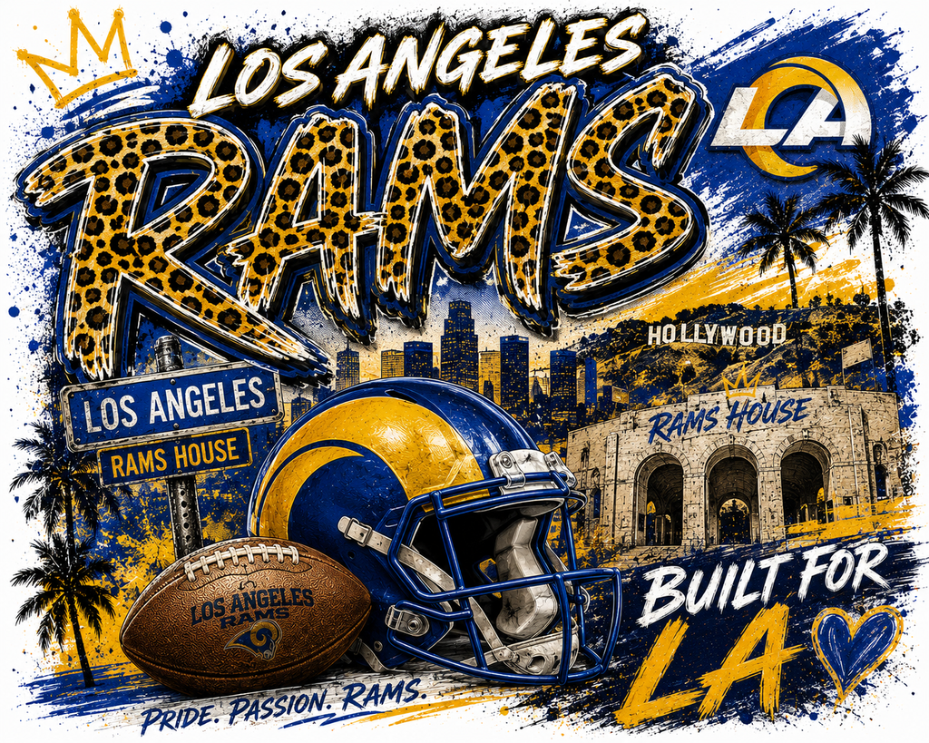 Los Angeles Rams House Leopard Game Day Graphic Tee