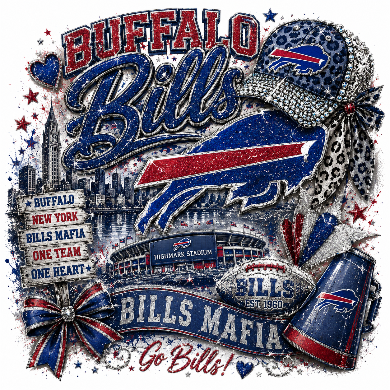 Buffalo Bills Mafia Glitter Game Day Graphic Tee