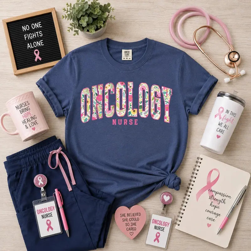 Oncology Nurse Floral Graphic Tee