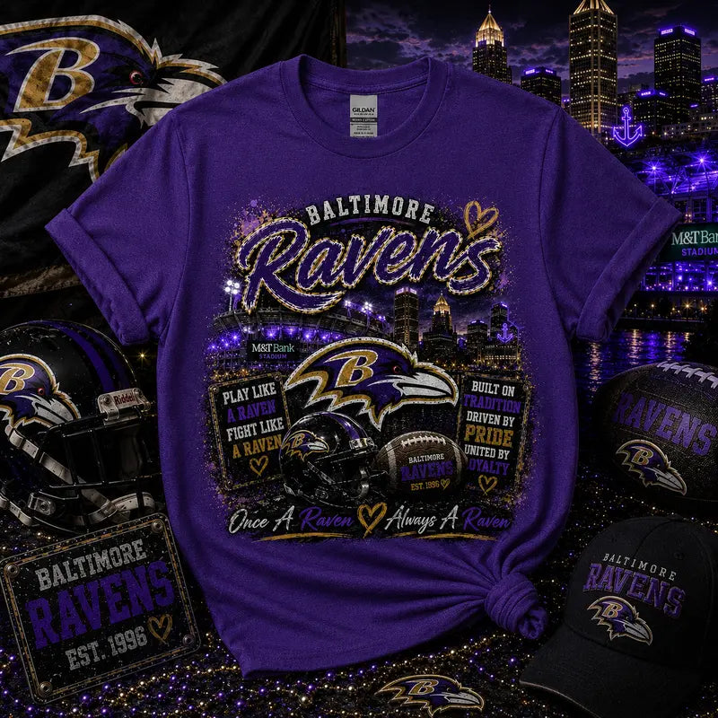 Baltimore Ravens Once a Raven Always a Raven Graphic Tee | M&T Bank Stadium | NFL Fan Shirt | Ravens Football | Gameday Shirt