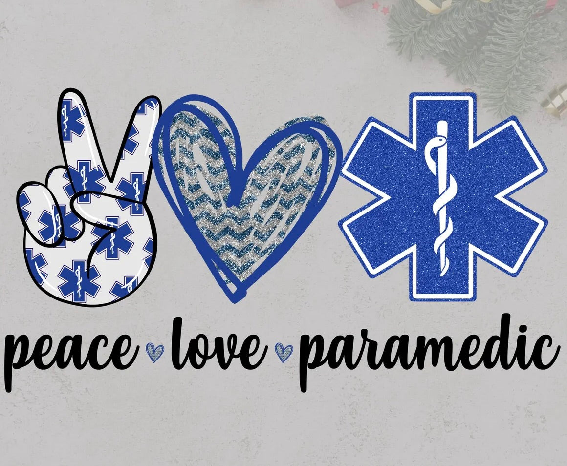 Peace Love Paramedic Glitter Graphic Tee