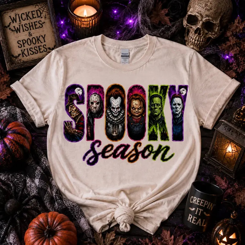 Spooky Season Horror Icons Graphic Tee