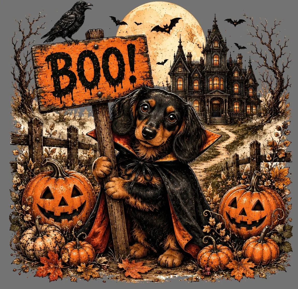 Boo Dachshund Halloween Graphic Tee