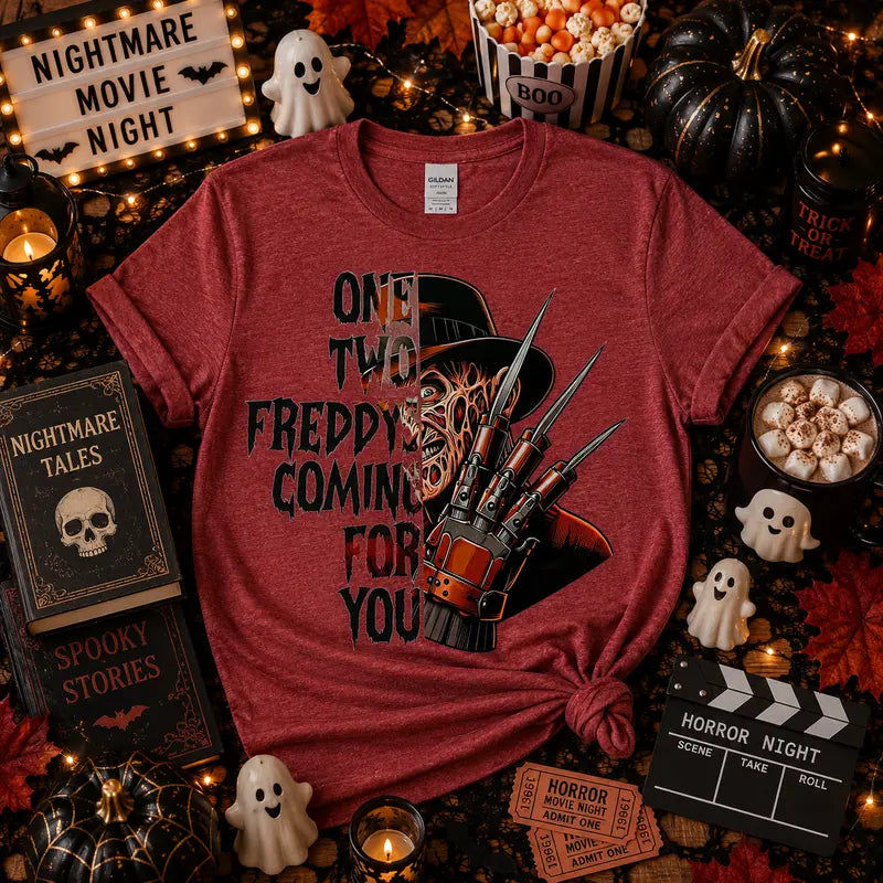 One Two Freddy's Coming for You Halloween Graphic Tee