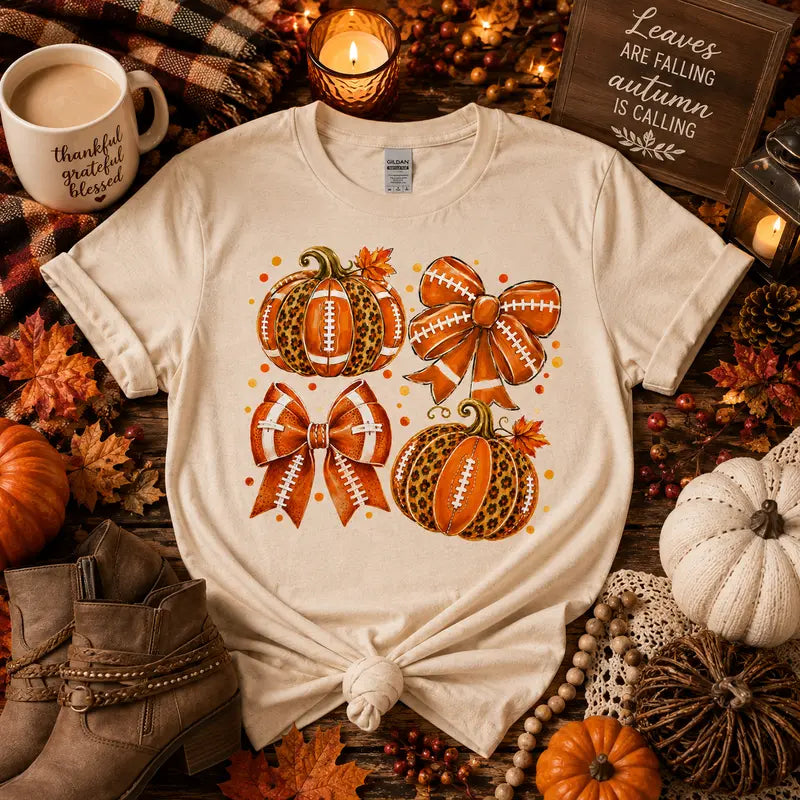 Fall Football Pumpkin Graphic Tee