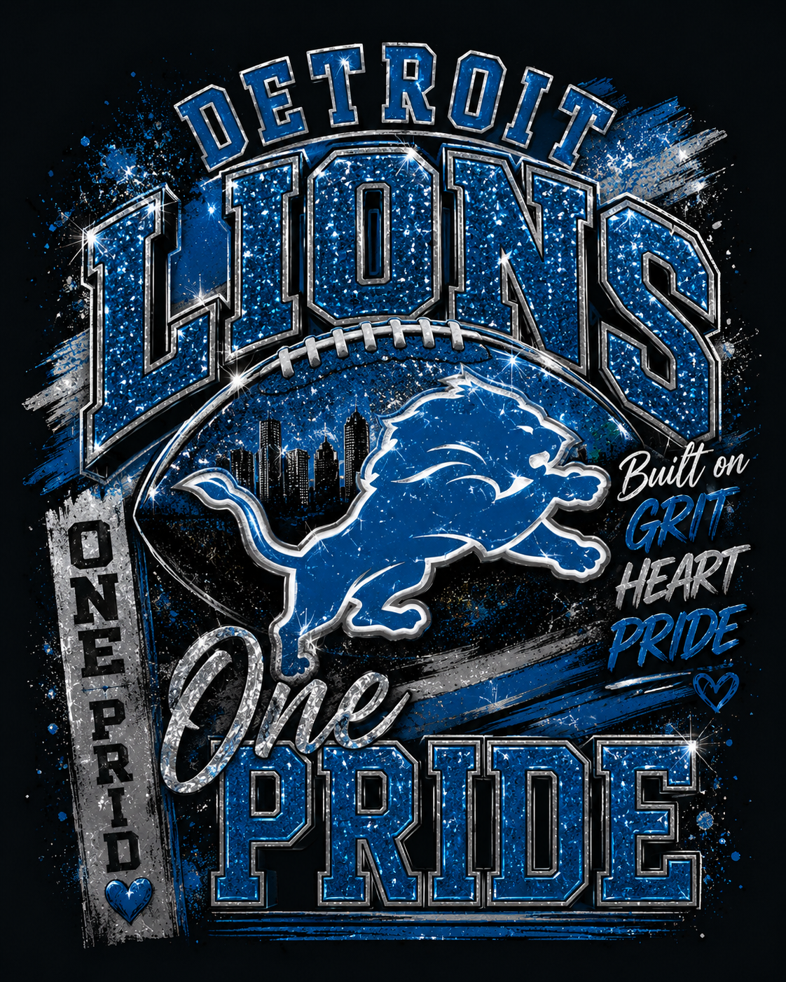 Detroit Lions One Pride Glitter Game Day Graphic Tee