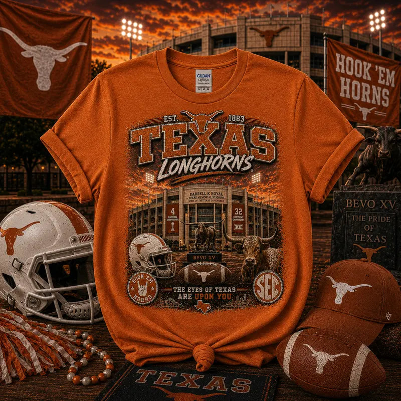 Texas Longhorns Vintage Stadium Graphic Tee | Darrell K Royal–Texas Memorial Stadium