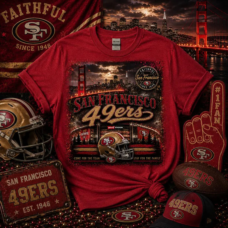 San Francisco 49ers Faithful Graphic Tee | Levi’s Stadium | Golden Gate Bridge | NFL Fan Shirt | Gameday Shirt