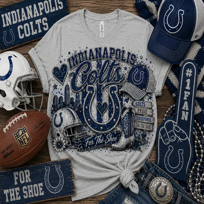 Indianapolis Colts For The Shoe Glitter Game Day Graphic Tee