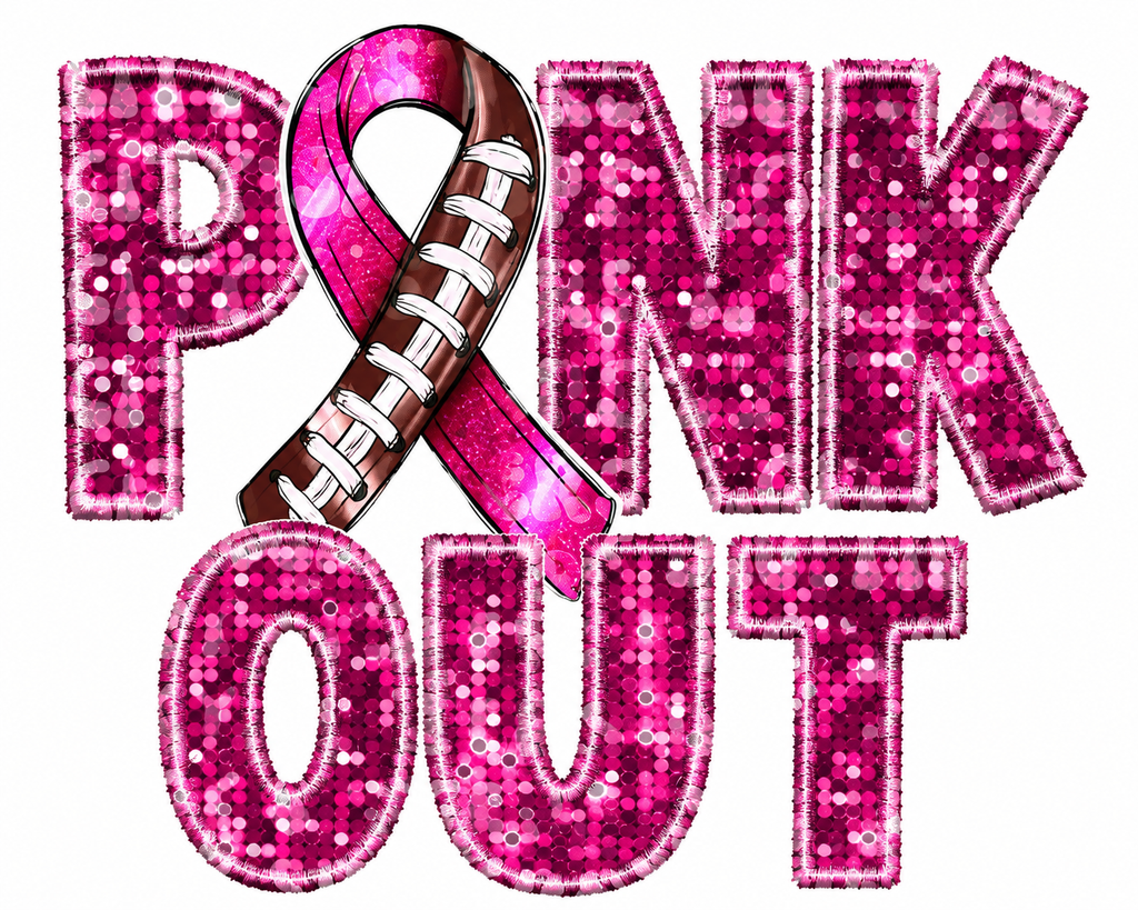 Pink Out Football Breast Cancer Awareness Graphic Tee
