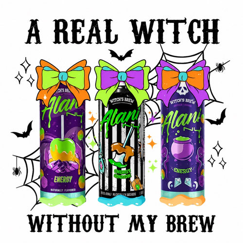 A Real Witch Without My Brew Energy Drink Graphic Tee