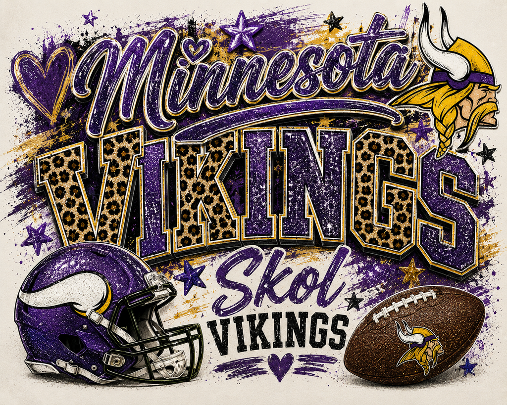 Minnesota Vikings Skol Leopard Game Day Graphic Tee