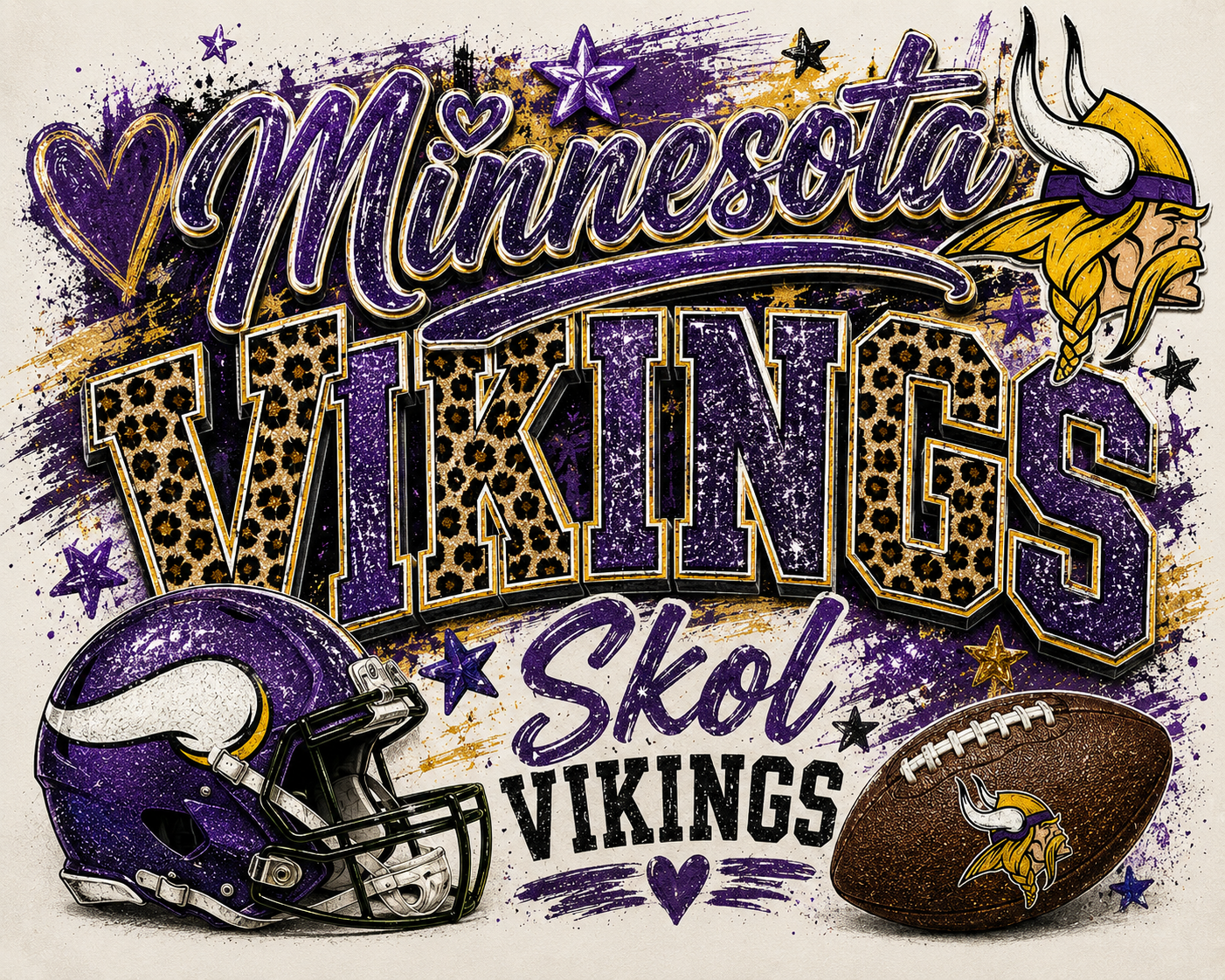 Minnesota Vikings Skol Leopard Game Day Graphic Tee
