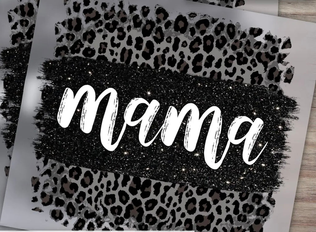 Mama Leopard Glitter Graphic Tee