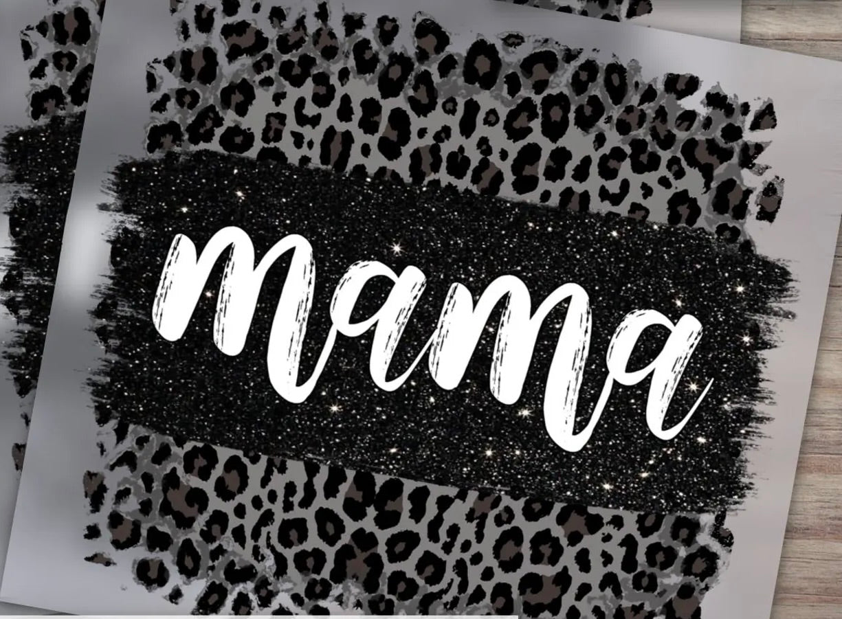 Mama Leopard Glitter Graphic Tee