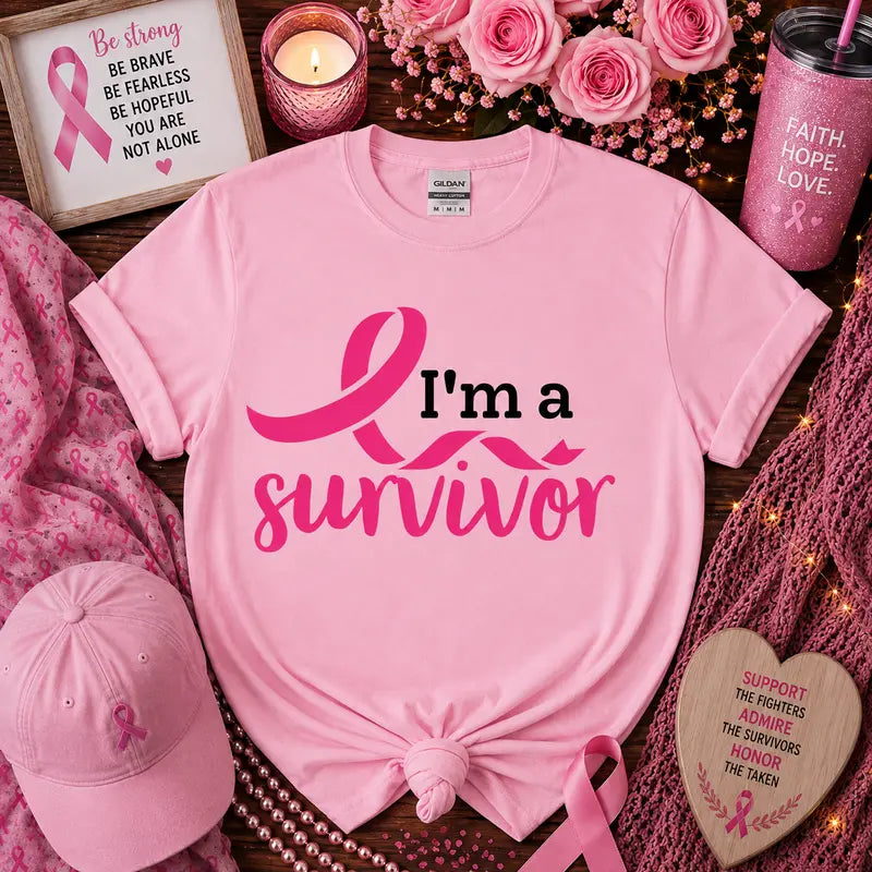 I’m a Survivor Breast Cancer Awareness Graphic Tee