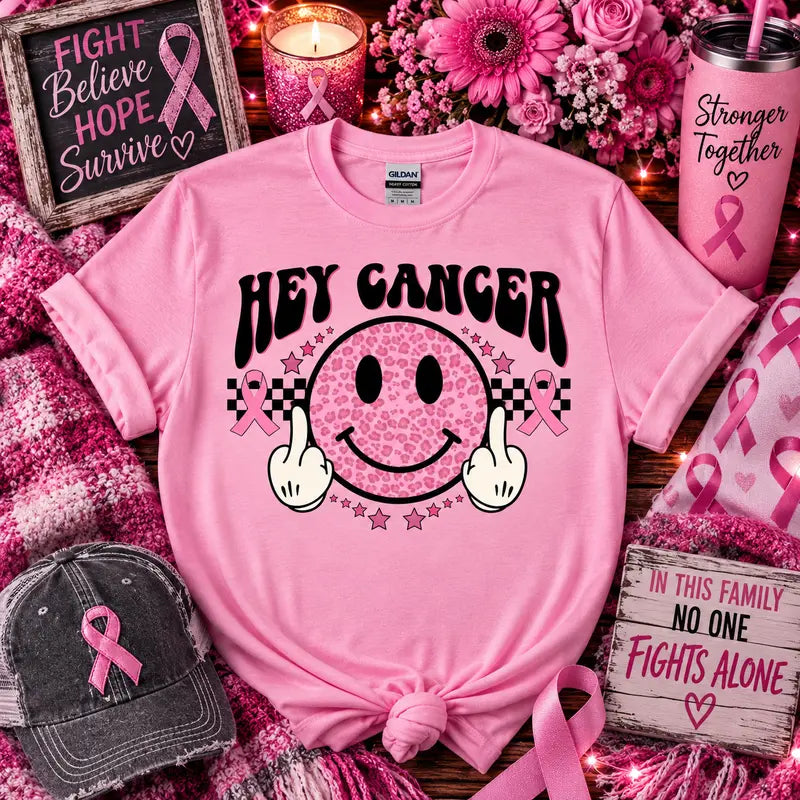 Hey Cancer Breast Cancer Awareness Graphic Tee