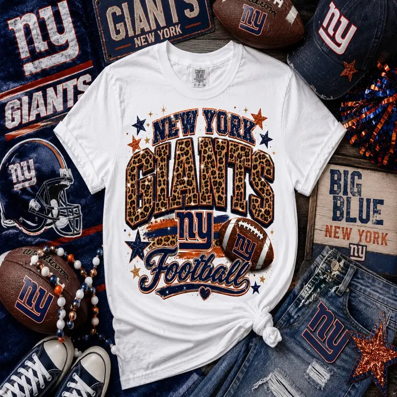 New York Giants Leopard Football Graphic Tee