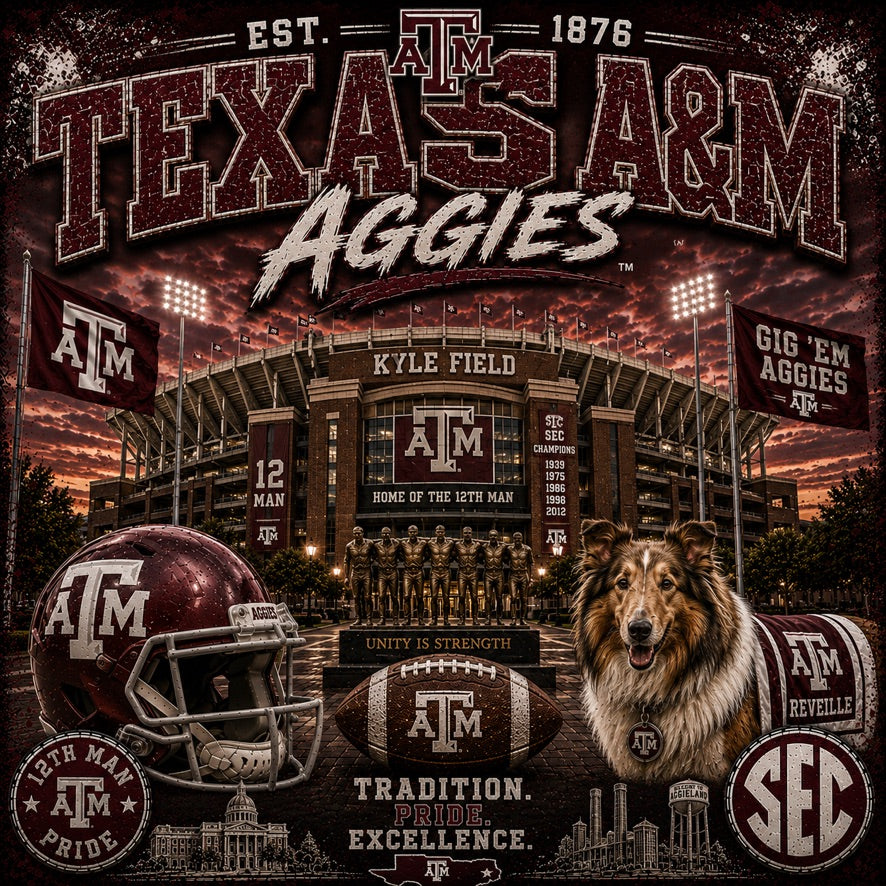Texas A&M Aggies Vintage Stadium Graphic Tee | Kyle Field