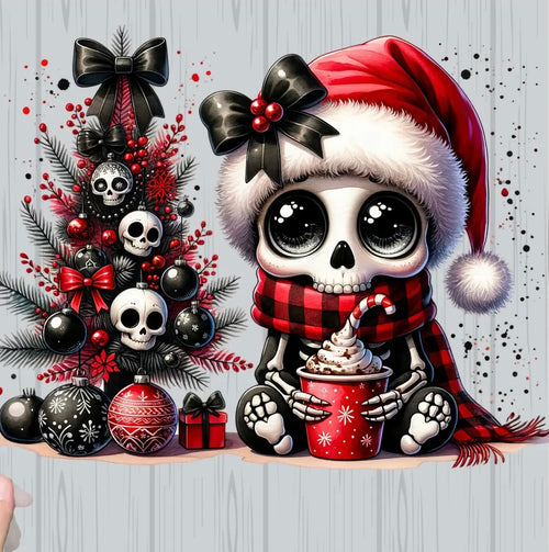 Cozy Gothic Christmas Skeleton Graphic Tee