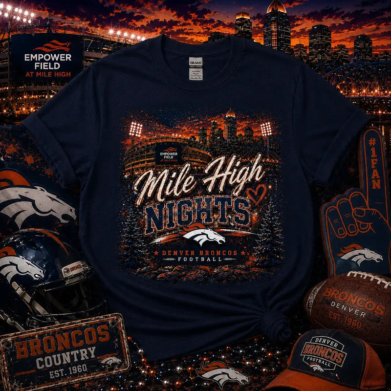 Denver Broncos Mile High Nights Graphic Tee | Empower Field | NFL Fan Shirt | Denver Football | Gameday Shirt