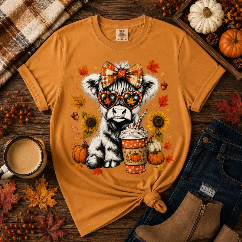 Fall Highland Cow Graphic Tee