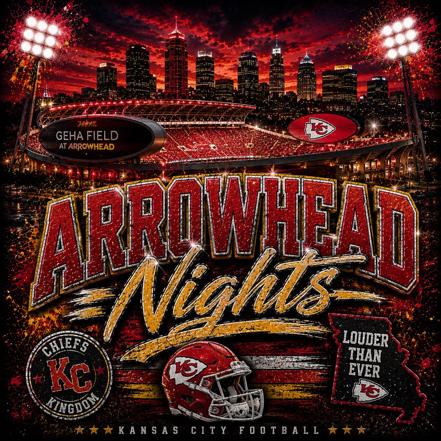 Kansas City Chiefs Arrowhead Nights Graphic Tee | GEHA Field at Arrowhead Stadium | NFL Fan Shirt | Chiefs Kingdom | Gameday Shirt