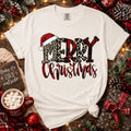 Merry Christmas Leopard & Plaid Graphic Tee