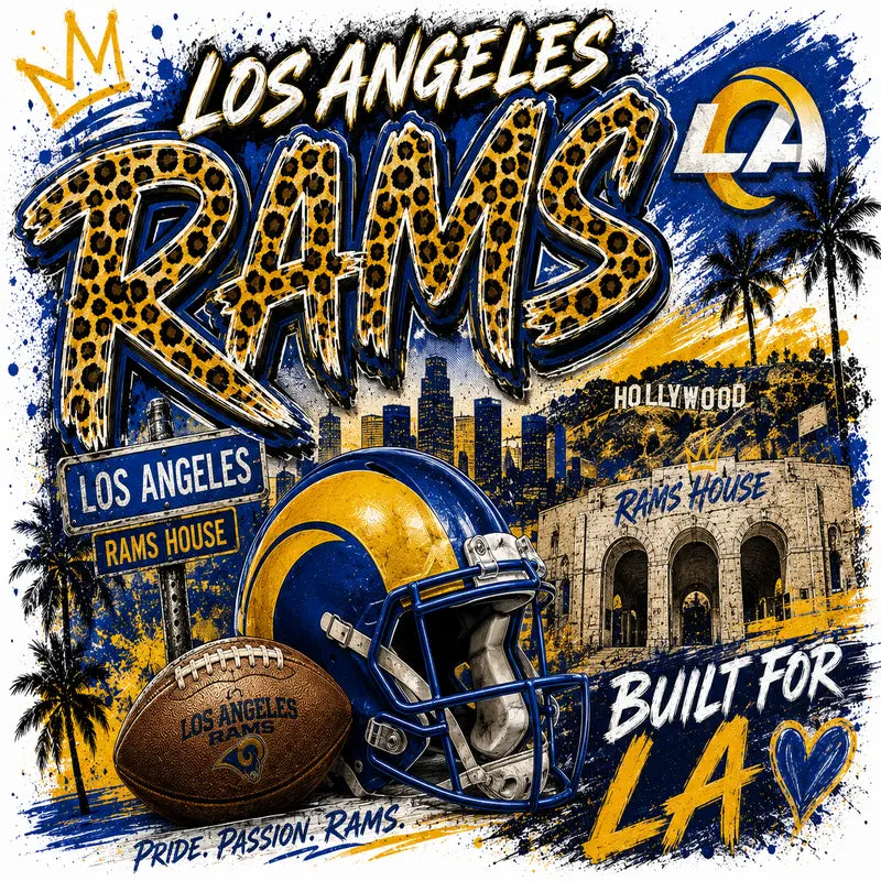Los Angeles Rams House Leopard Game Day Graphic Tee