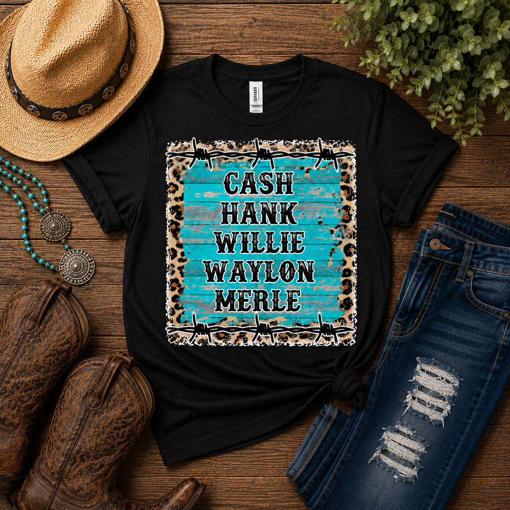Cash Hank Willie Waylon Merle Graphic Tee