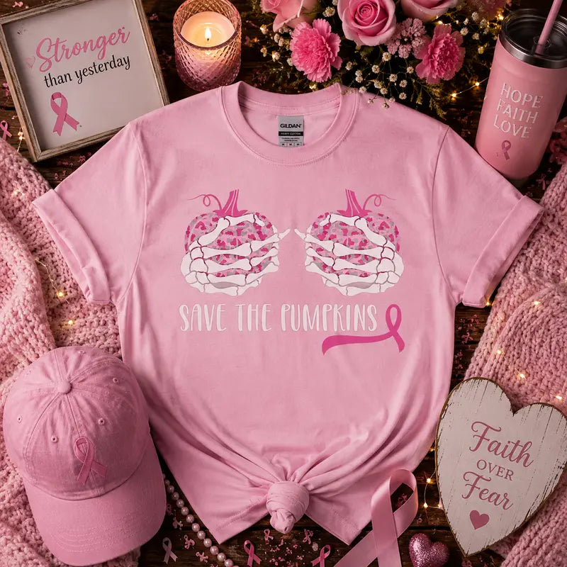 Save the Pumpkins Breast Cancer Awareness Graphic Tee
